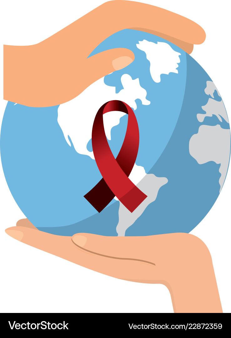 Isolated hiv ribbon with planet design Royalty Free Vector