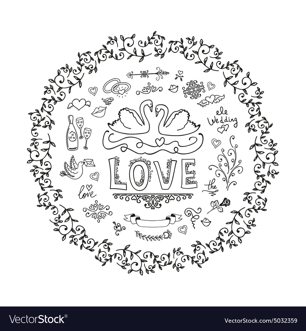 set of wedding ornaments