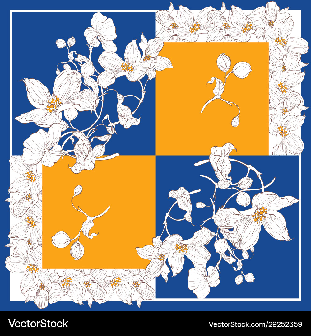Silk scarf with apple blossom abstract seamless Vector Image