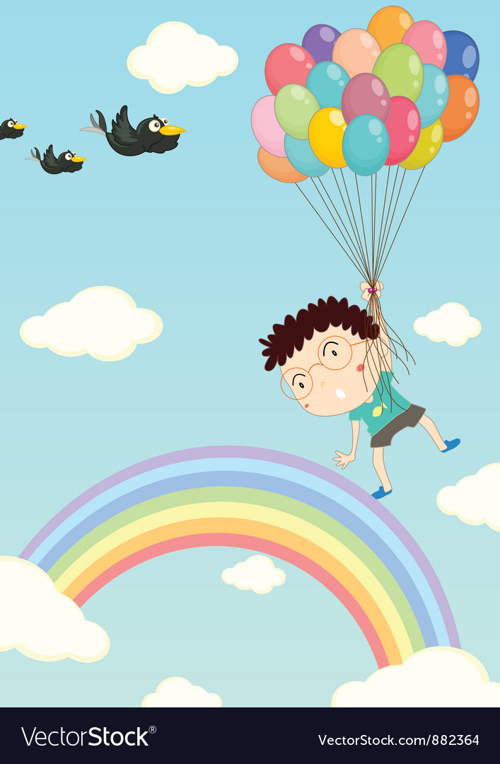 Floating with balloons Royalty Free Vector Image
