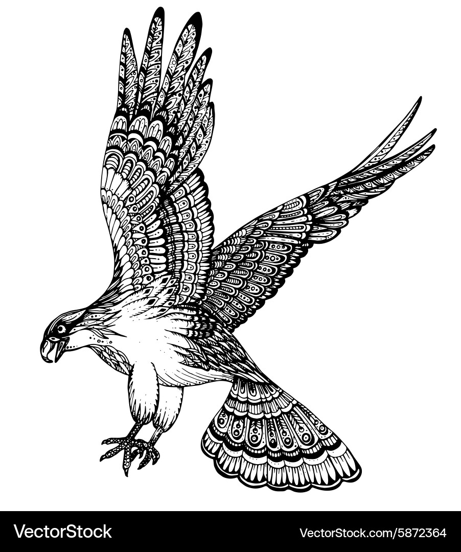 Hand drawn decorative eagle Royalty Free Vector Image