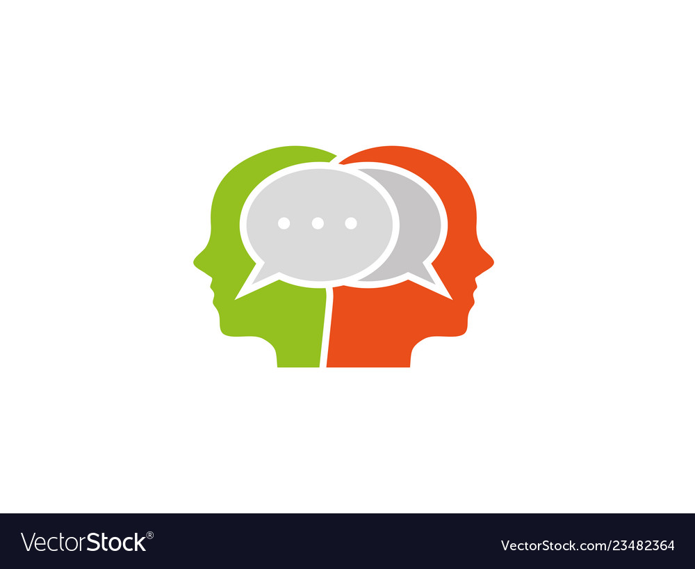 Heads Chat Two Men Chatting For Logo Design Vector Image