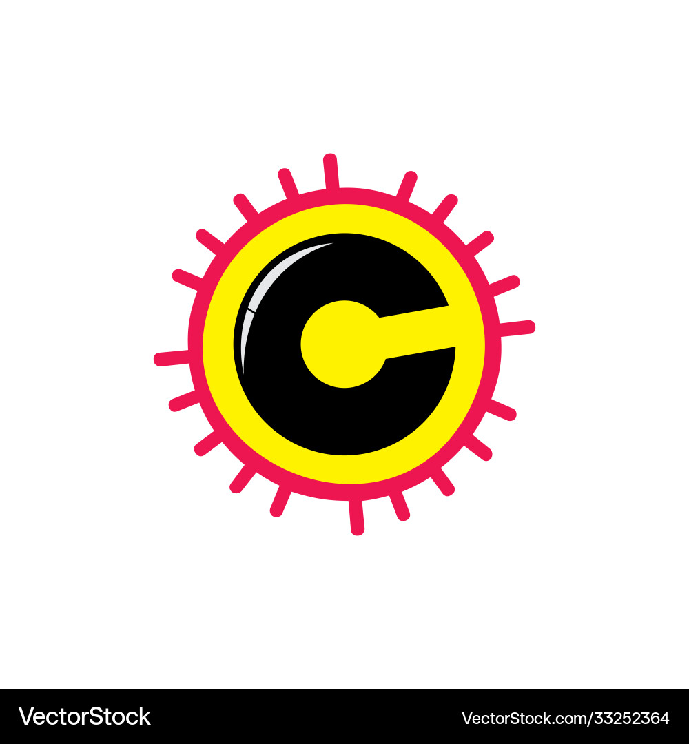 Letter c shine sun design logo Royalty Free Vector Image