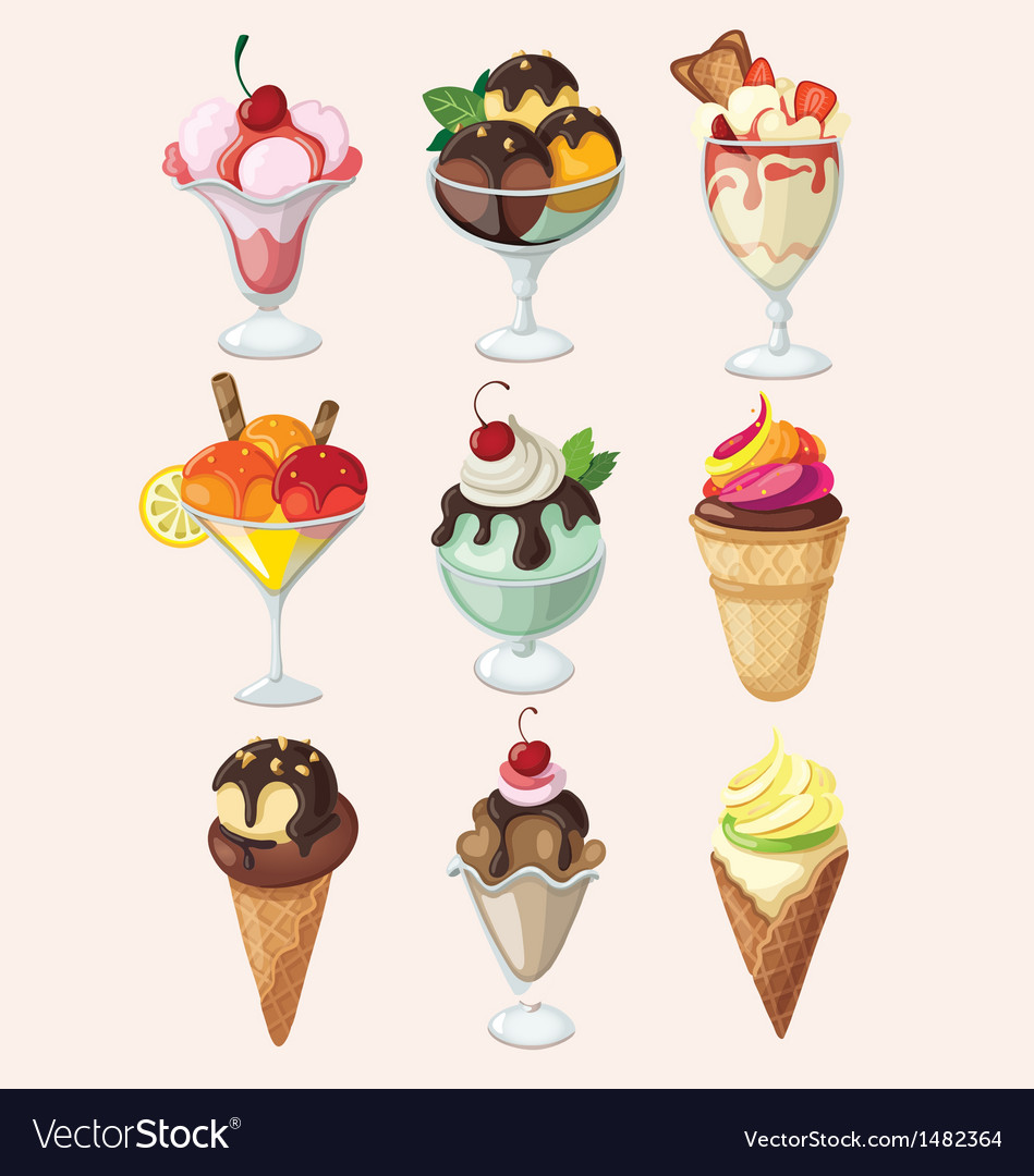 Set of colorful tasty isolated ice cream