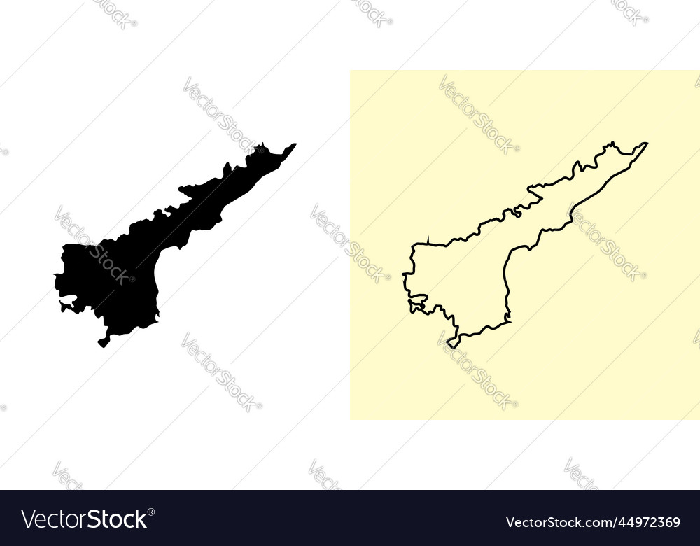 Andhra pradesh map india asia filled and outline Vector Image