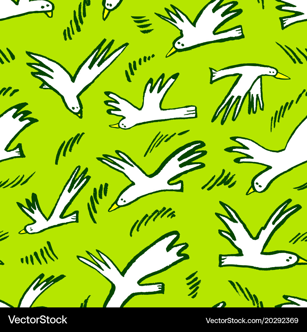 Doodle birds seamless pattern background Vector Image