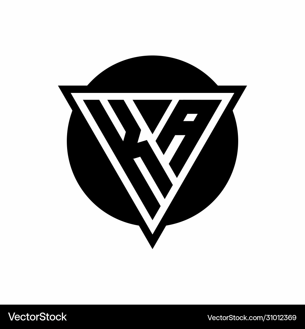 Ka logo with negative space triangle and circle Vector Image