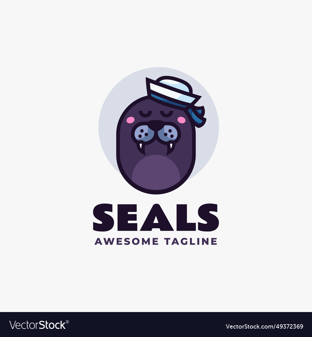 Logo seals mascot cartoon style Royalty Free Vector Image