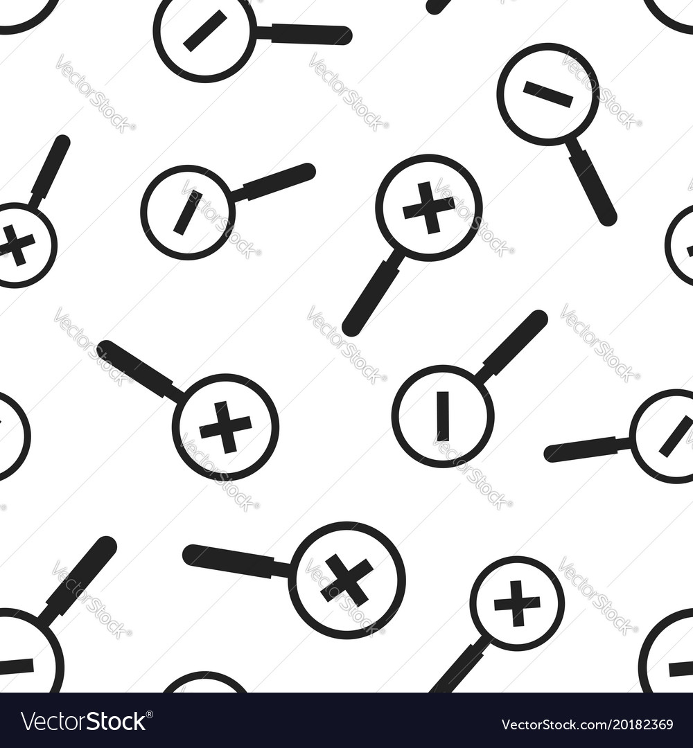 Loupe with plus and minus sign seamless pattern Vector Image