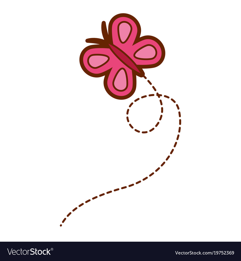 Download Pink flying butterfly cute insect cartoon Vector Image