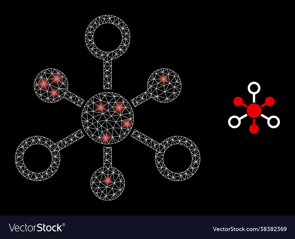 Polygonal 2d mesh internet nodes with light spots Vector Image