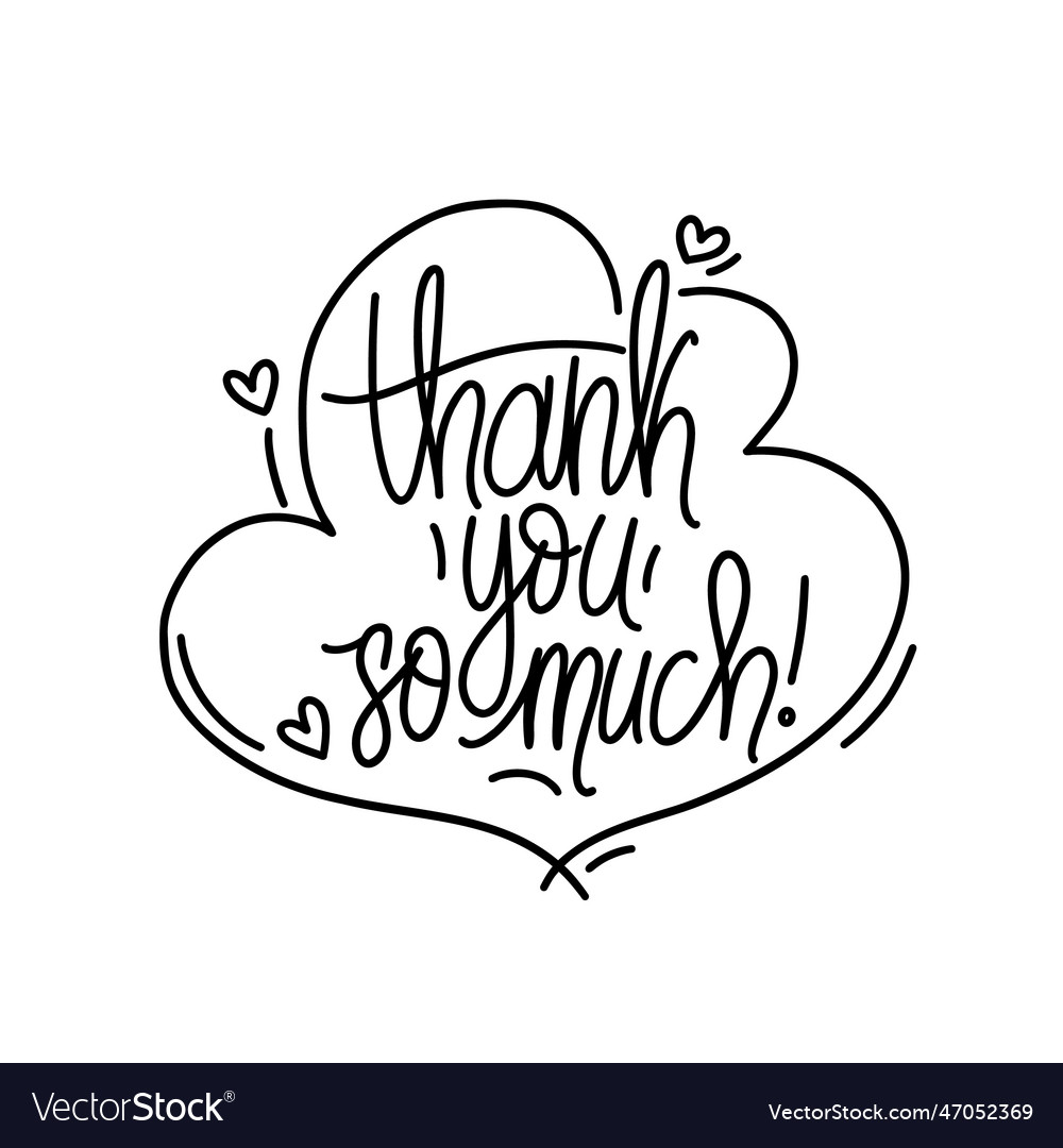 Thank you so much card hand drawn greetings Vector Image