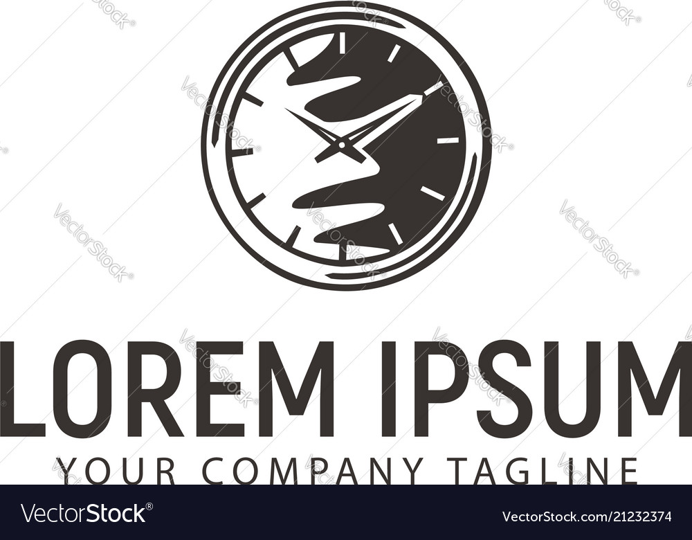 Clock logo hand drawn vintage design concept Vector Image