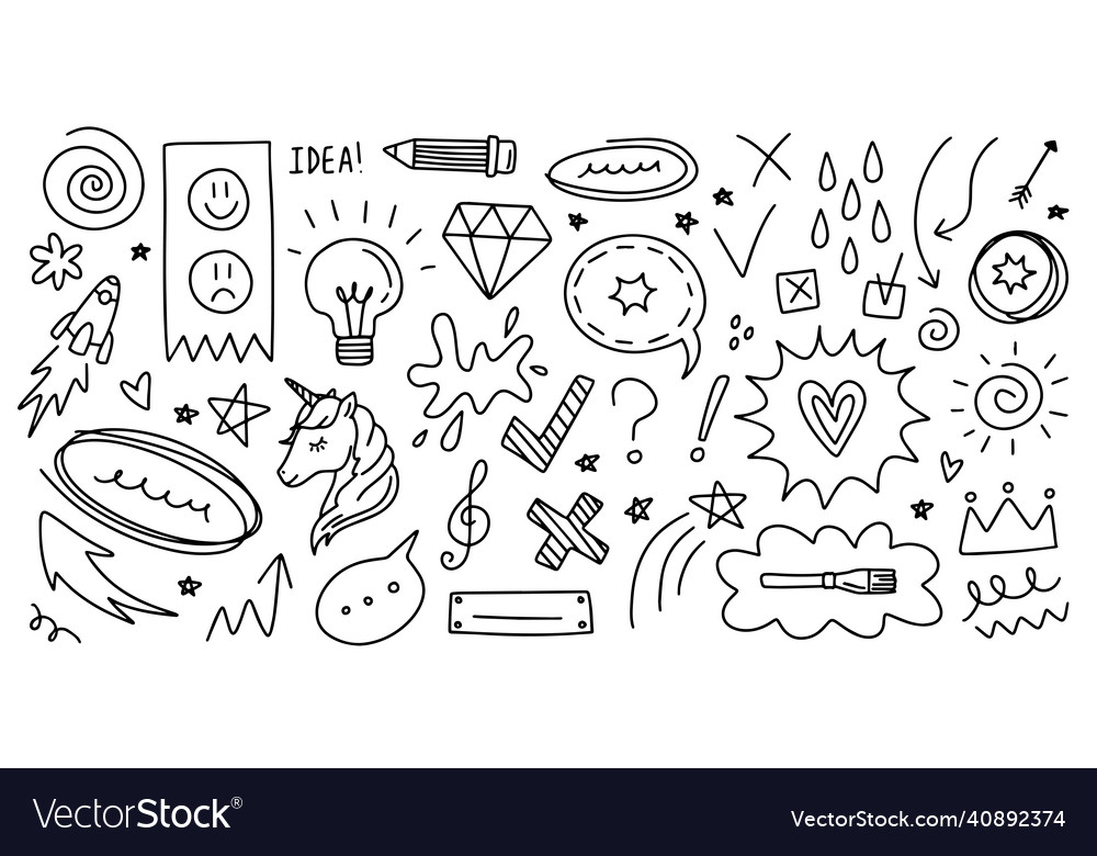 Doodle hand drawn set creative abstract sketch Vector Image