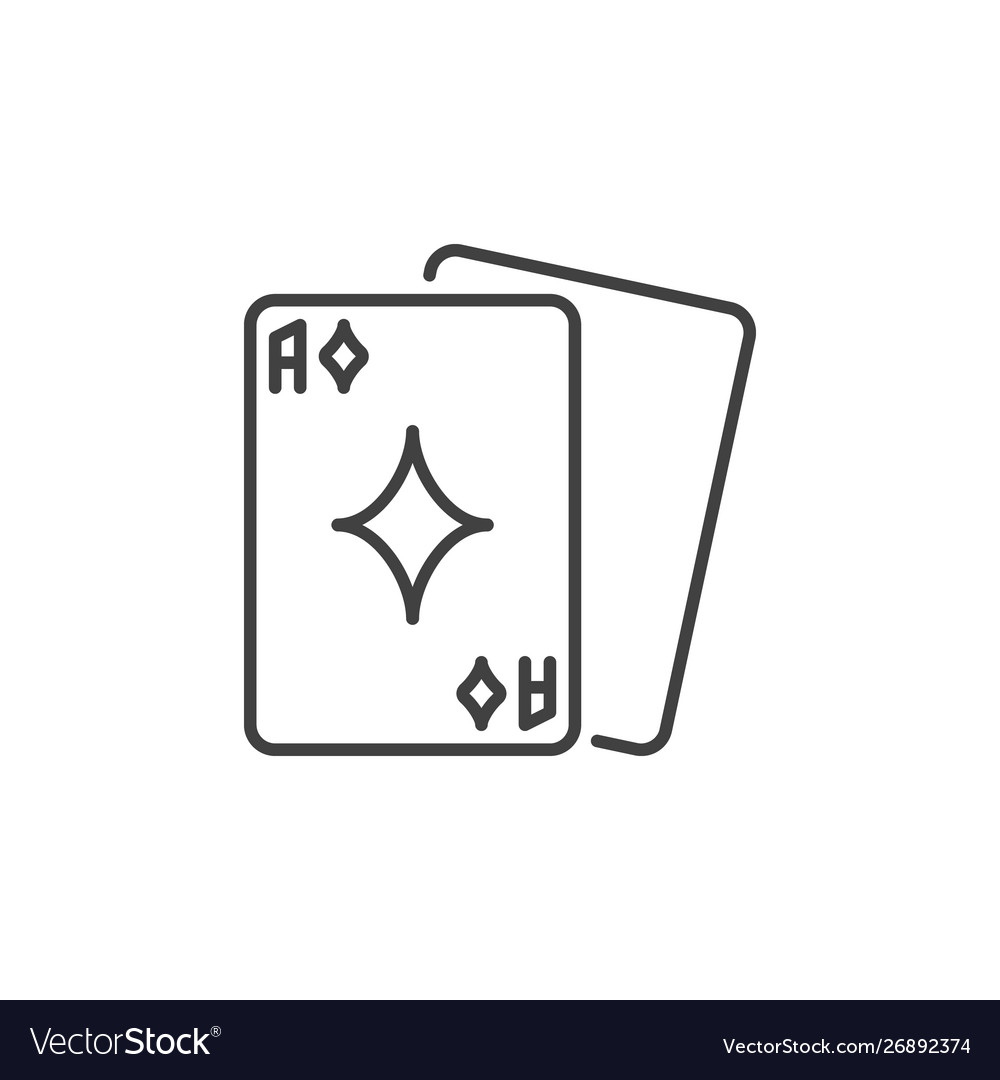 Playing cards linear icon - poker concept Vector Image