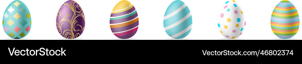 Realistic easter eggs set different 3d isolated Vector Image
