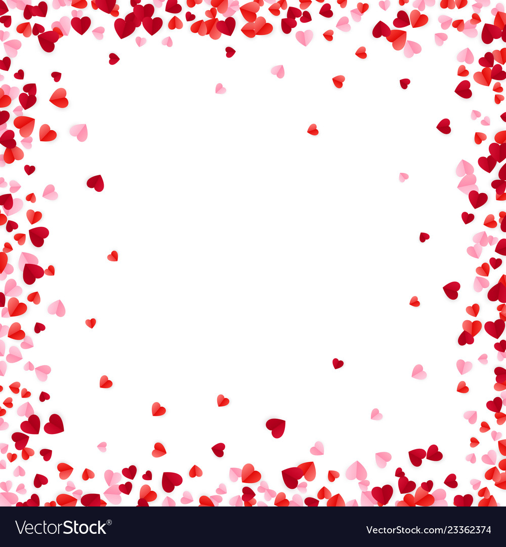 Red and pink paper hearts frame background hearts Vector Image