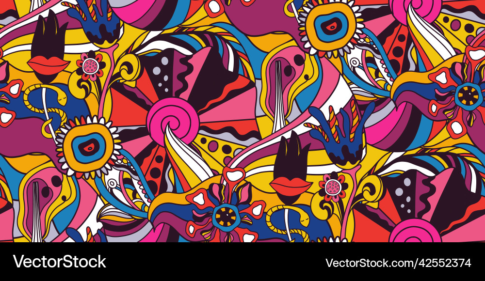 Retro colorful psychedelic seamless pattern Vector Image