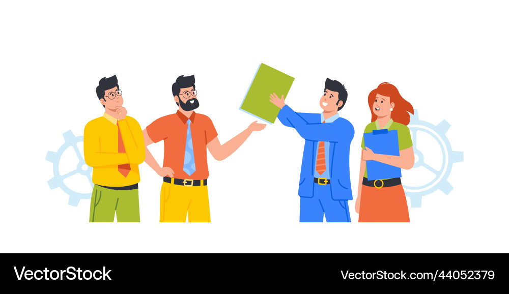 Business people discuss project or idea on board Vector Image