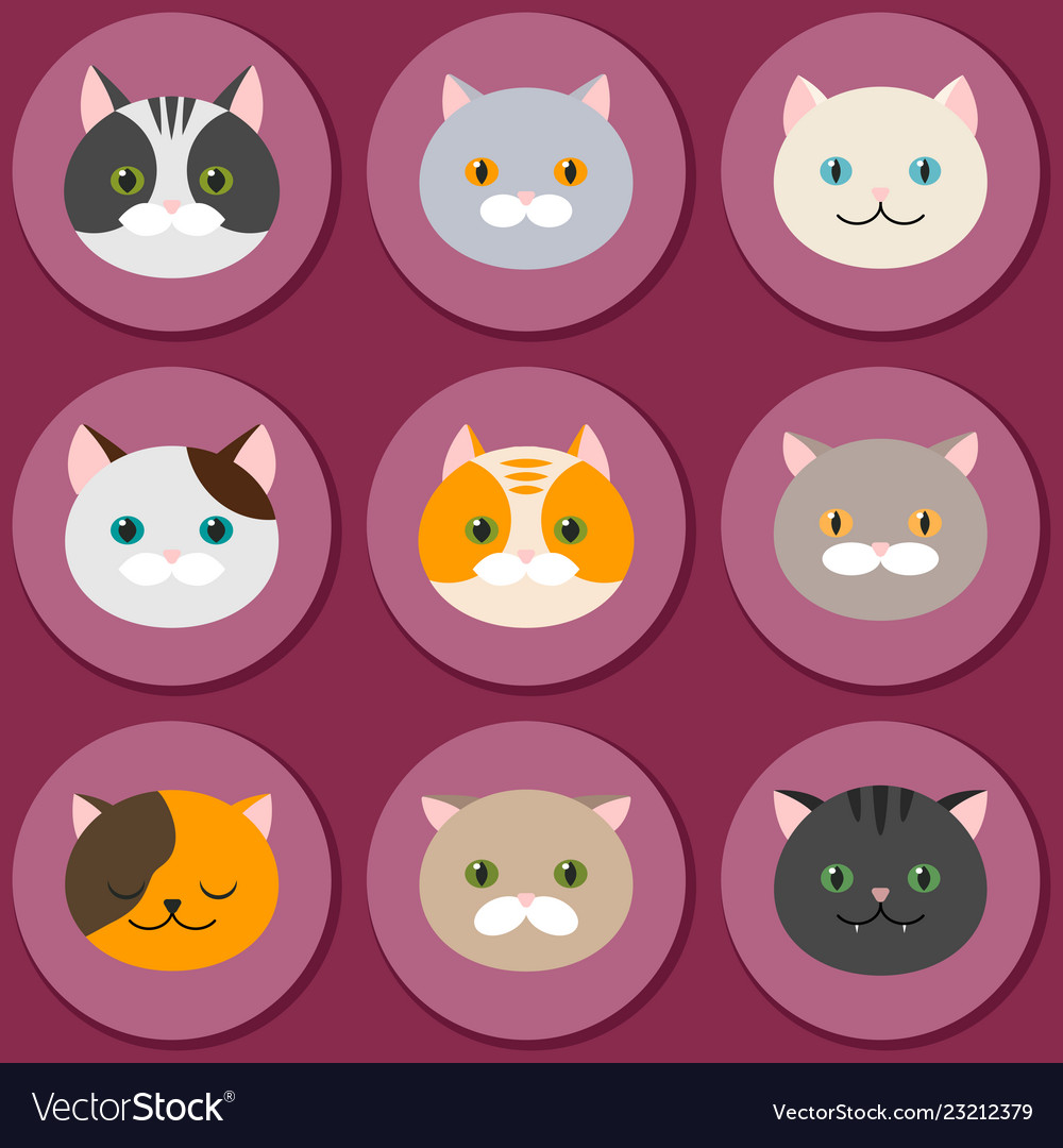 Cartoon set of funny cats icon heads Royalty Free Vector