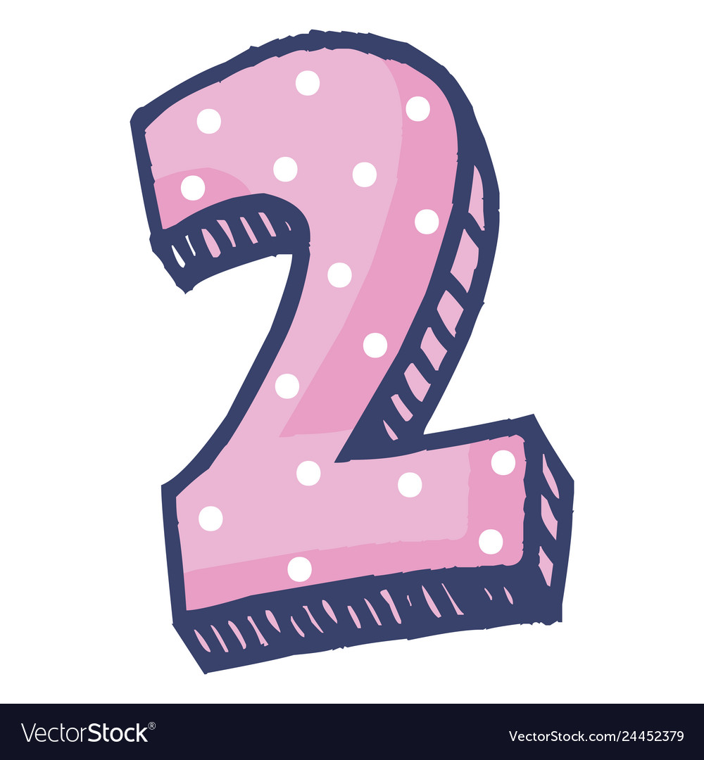 Cute number two celebration icon Royalty Free Vector Image