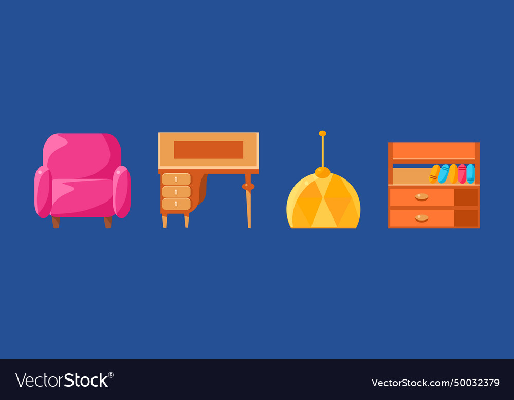 Furniture object and room interior item set Vector Image