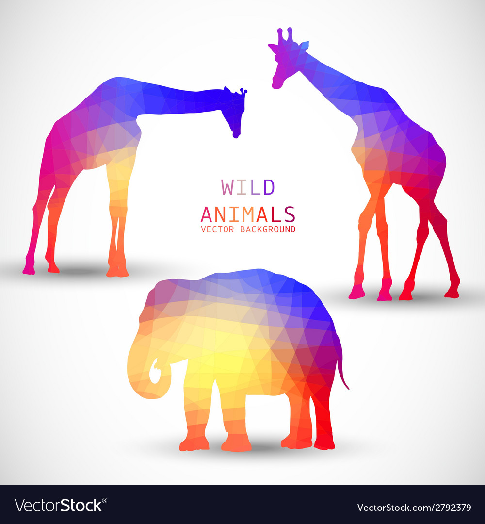 Geometric silhouettes animals elephant giraffe Vector Image Geometric silhouettes animals elephant giraffe Vector Image