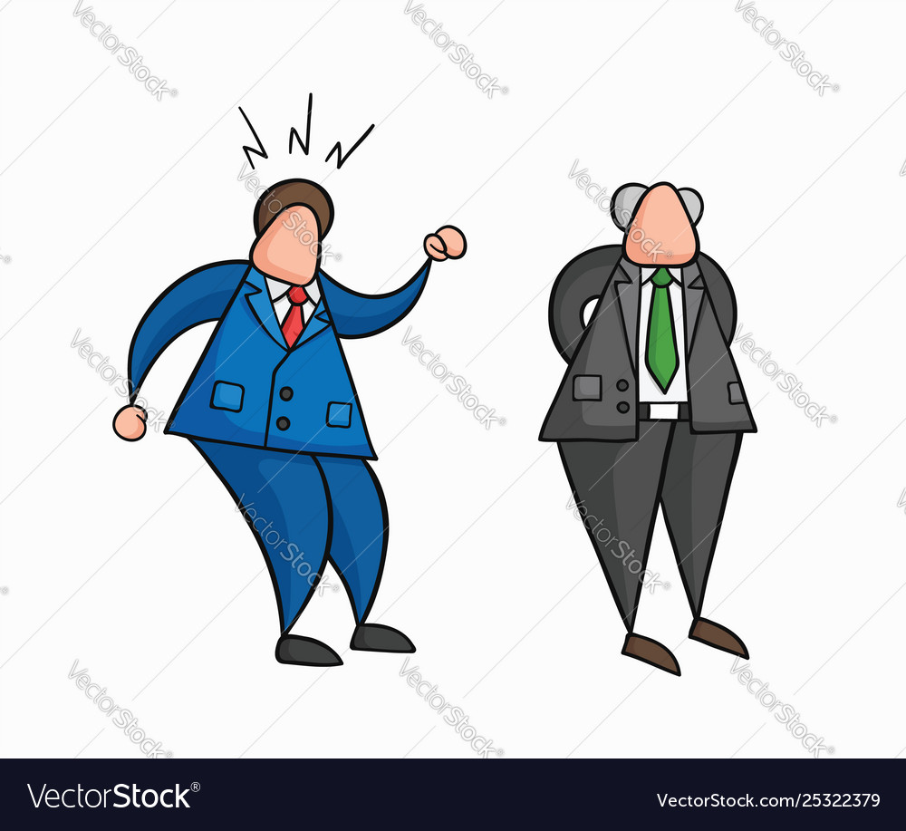 Hand-drawn businessman worker angry at boss Vector Image