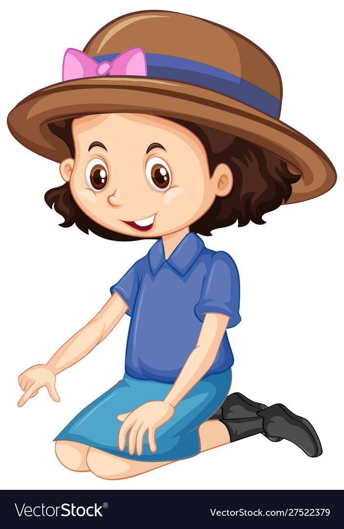 One Happy Girl With Brown Hat Royalty Free Vector Image