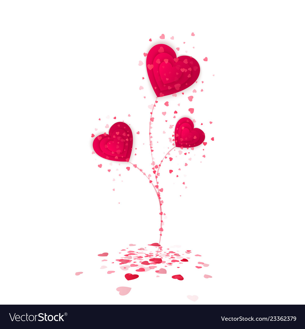 Red heart flower symbol love valentines day or Vector Image
