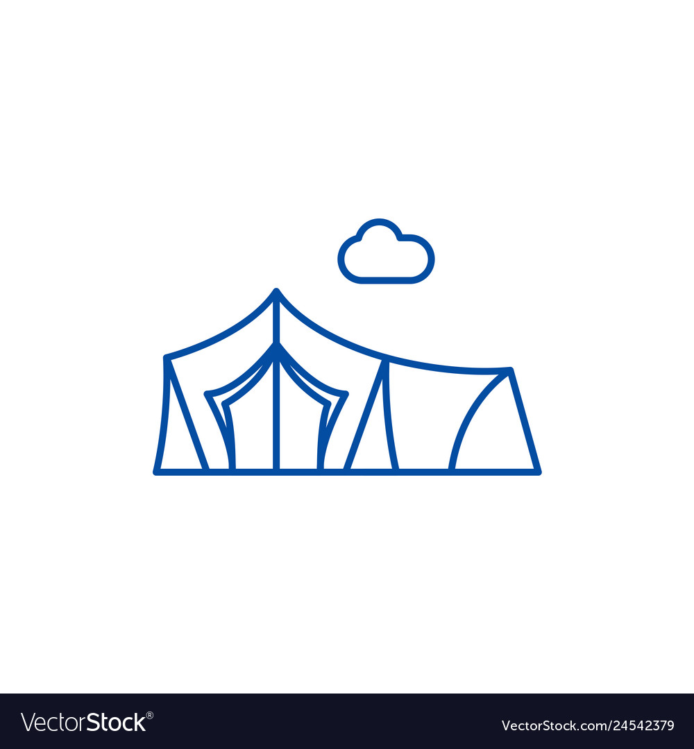 Tent line icon concept flat symbol Royalty Free Vector Image