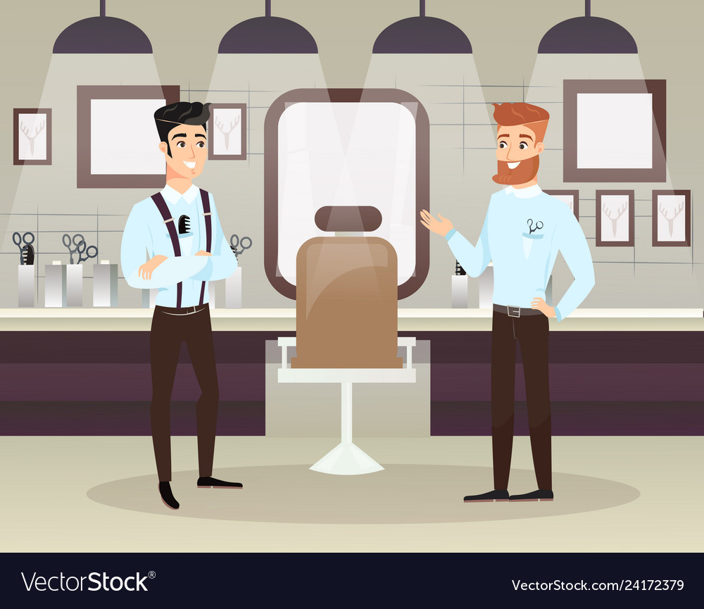 Two bearded barbers doing vector image Two bearded barbers doing