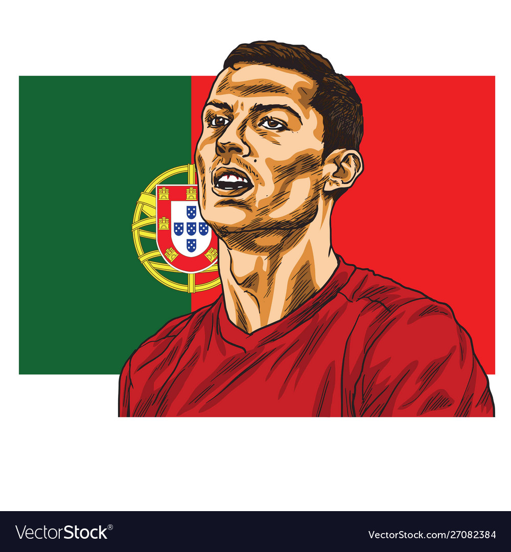 Cristiano ronaldo cartoon portrait Royalty Free Vector Image