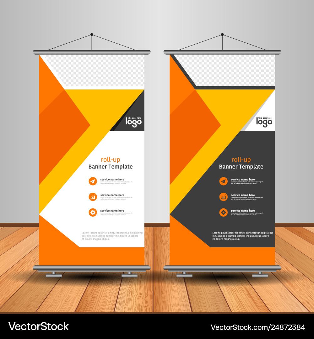 Modern Orange Roll Up Banner Advertising Template Vector Image