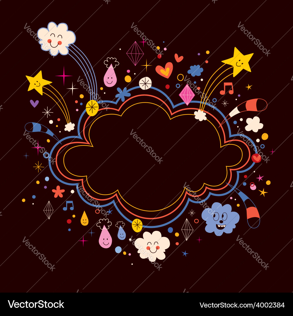 Star Bursts Cartoon Cloud Shape Banner Frame Vector Image
