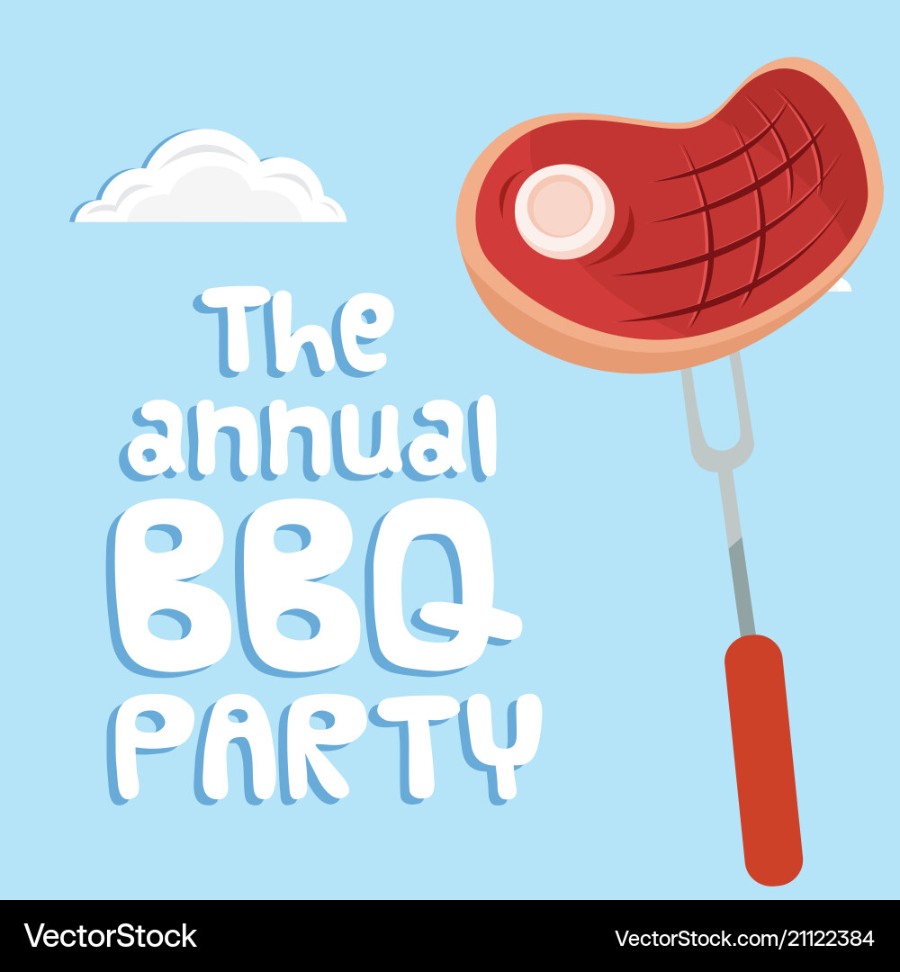 The Annual Bbq Party Meat On Fork Background Vector Image