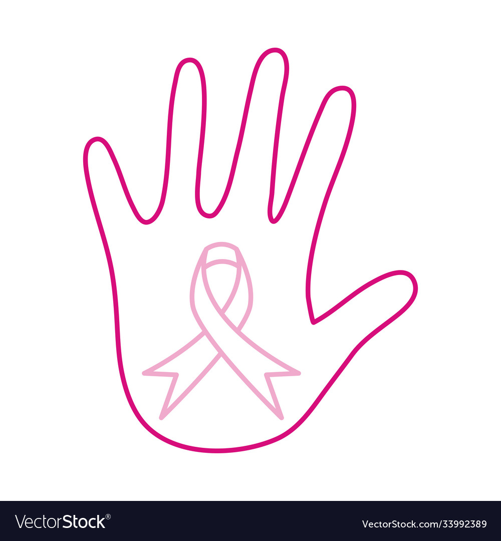 Breast cancer awareness month pink hand