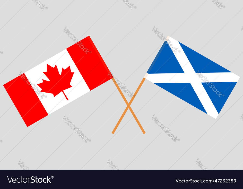 Crossed flags of canada and scotland Royalty Free Vector