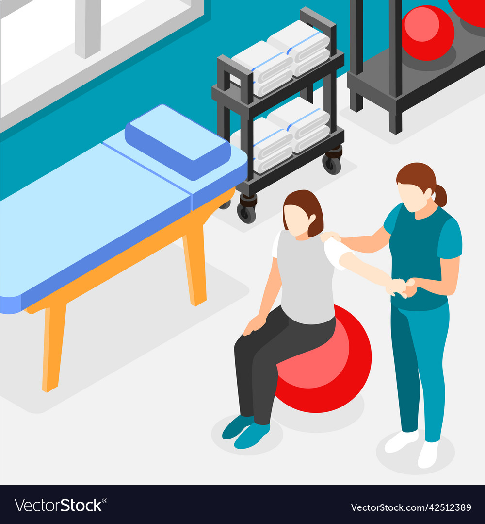 Physiotherapy isometric background Royalty Free Vector Image