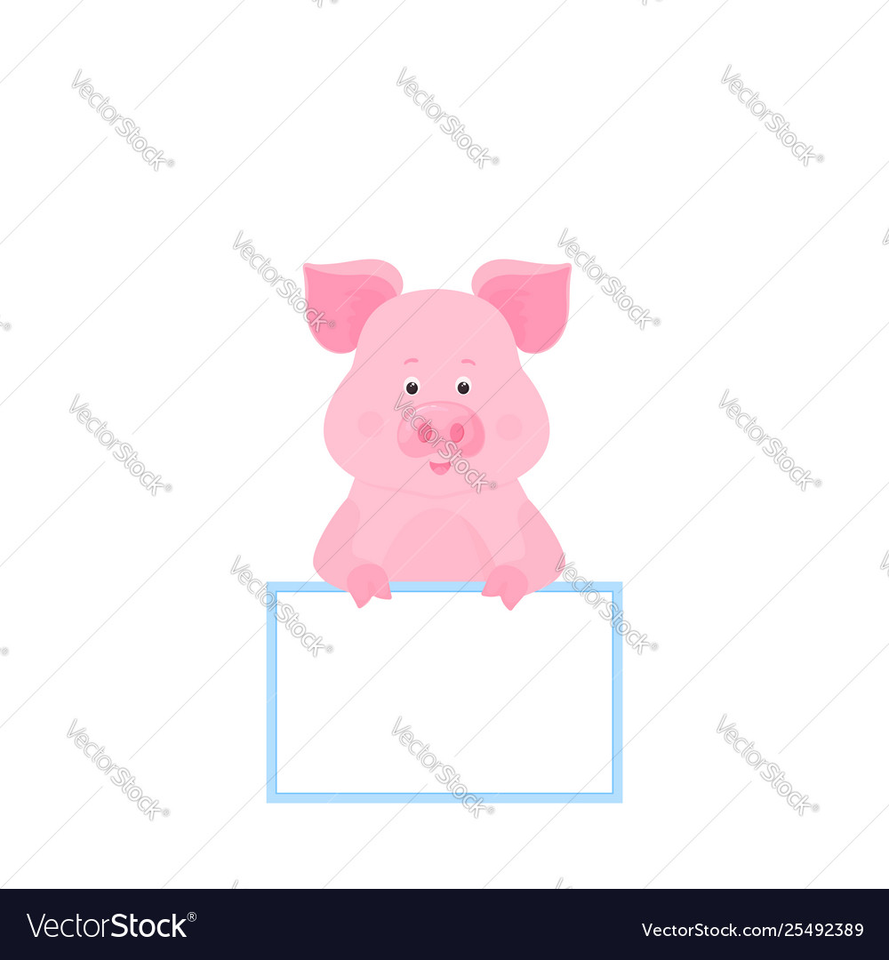 Pig hold a blank sign clean poster empty Vector Image