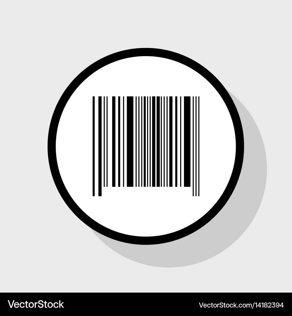 Bar code sign flat black icon in white Royalty Free Vector