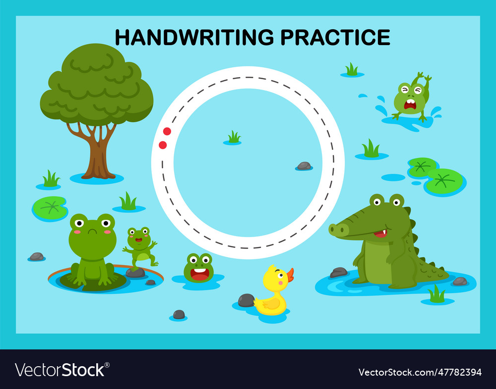 Handwriting practice sheet Royalty Free Vector Image