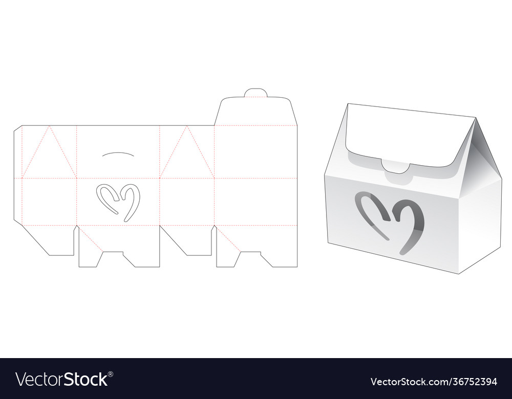 House box with heart shaped window die cut Vector Image