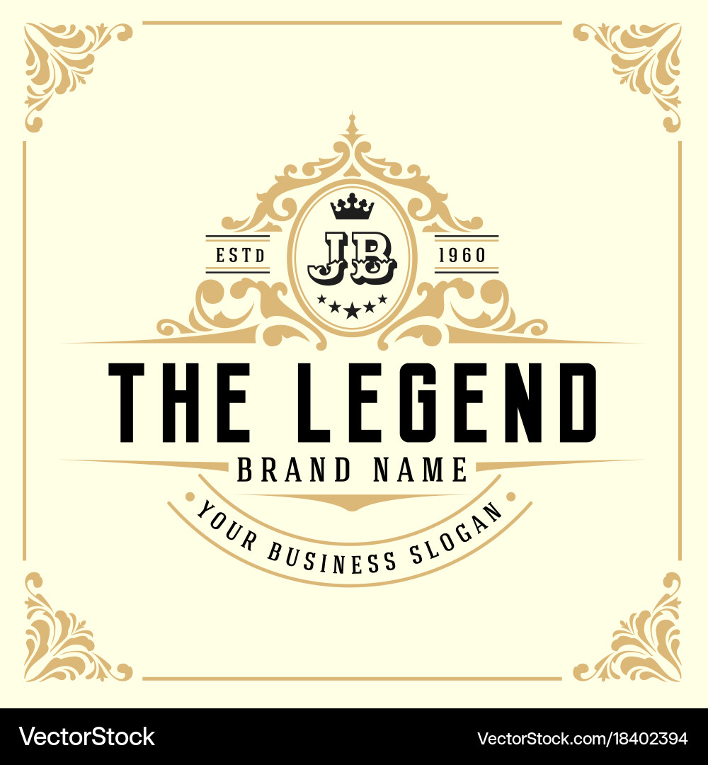 Vintage Luxury Monogram Logo Template Royalty Free Vector
