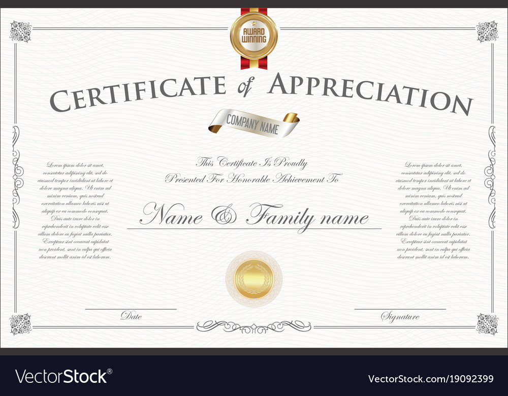 Certificate or diploma retro vintage design Vector Image