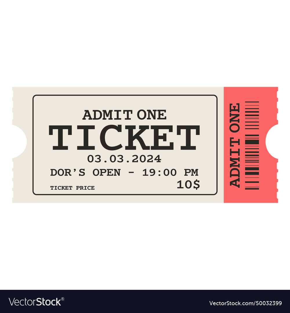 Retro ticket design template admit one Royalty Free Vector