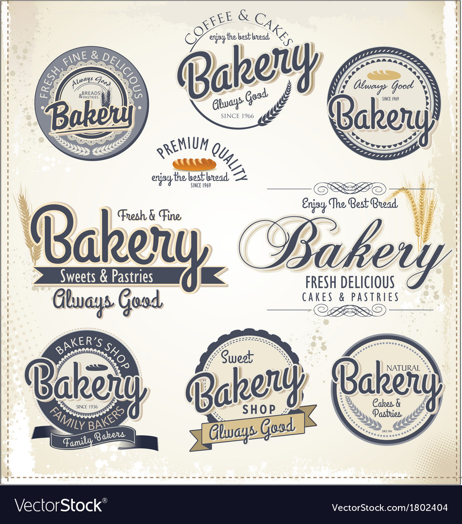 Bakery labels retro style set Royalty Free Vector Image