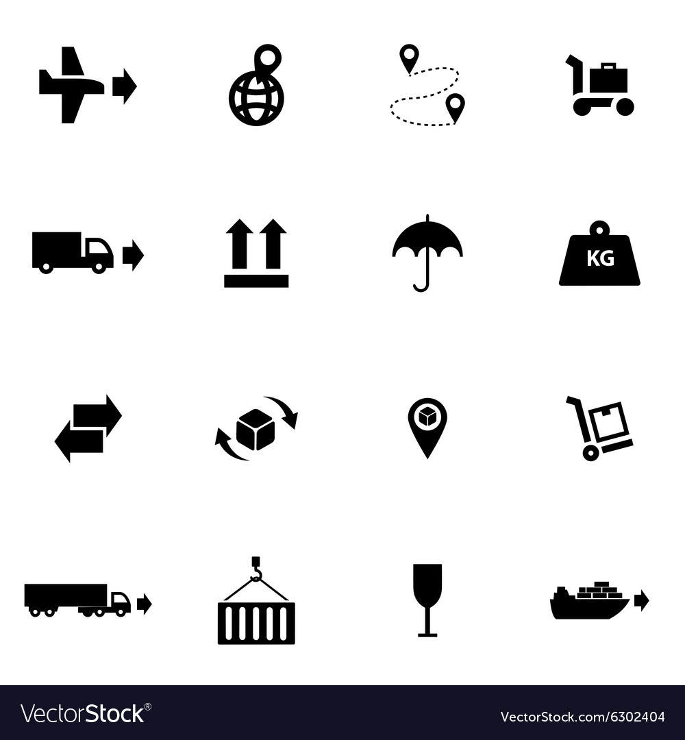 Black Logistic Icon Set Royalty Free Vector Image