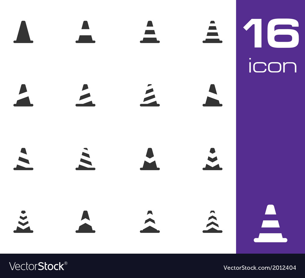 Black Traffic Cone Icons Set Royalty Free Vector Image 0459