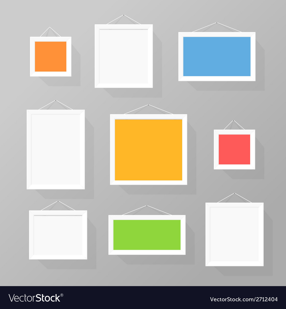 Color picture frames set on the wall Royalty Free Vector